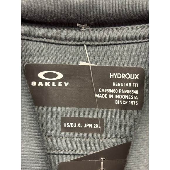 Oakley Golf Flag Polo Shirt Men's Dark Slate Moisture Wicking Performance XL NWT - Picture 7 of 9